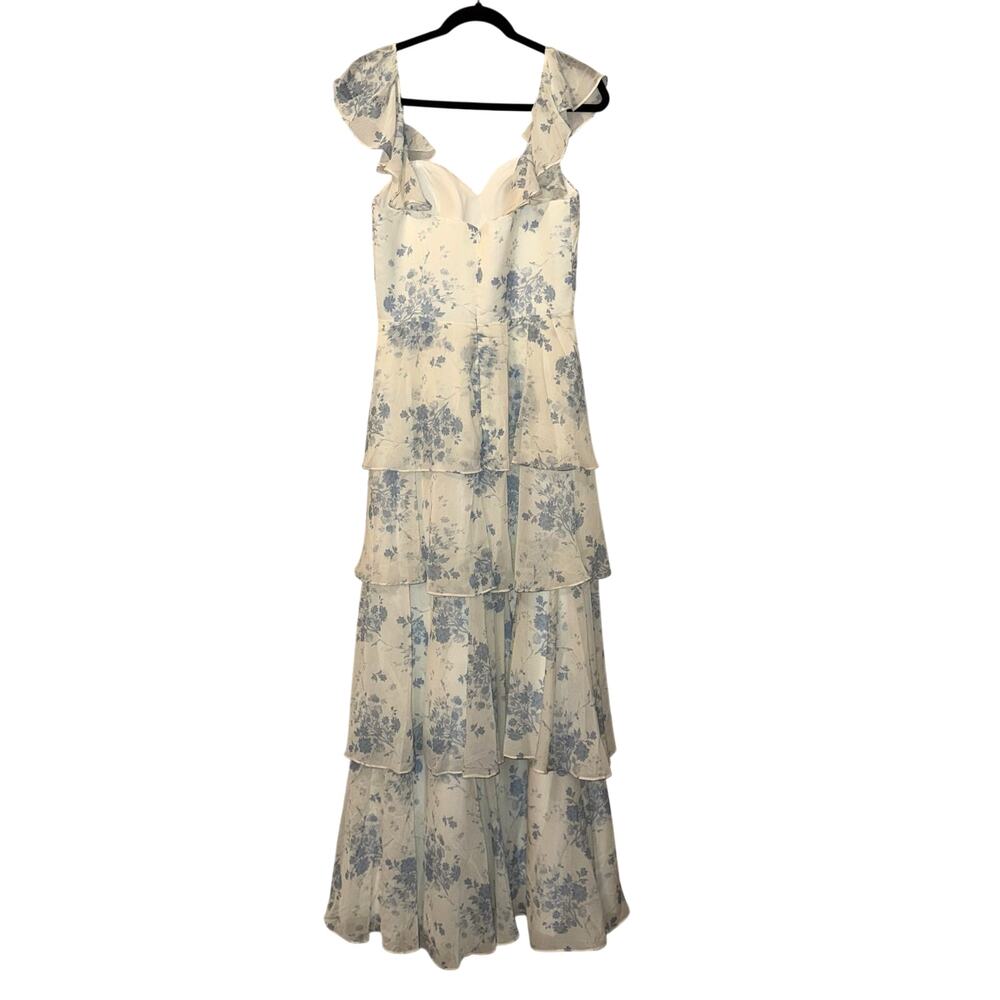 Special Occasion Tiered Floral Dress Romantic Ruffle Strap Sweetheart Neck Sz 8 - Picture 2 of 6